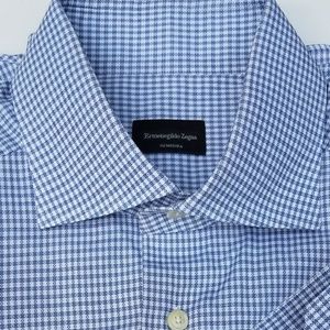 Ermenegildo Zegna Blue Check Shirt 15.5/32 Reg Fit